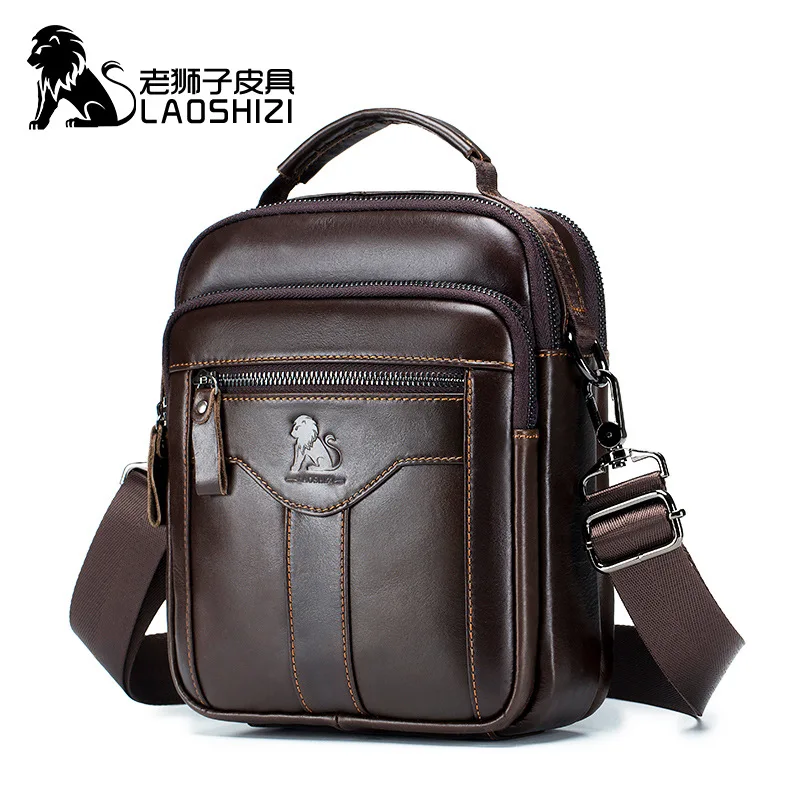 Men Cowhide Luxury Design Messenger Crossbody Bag