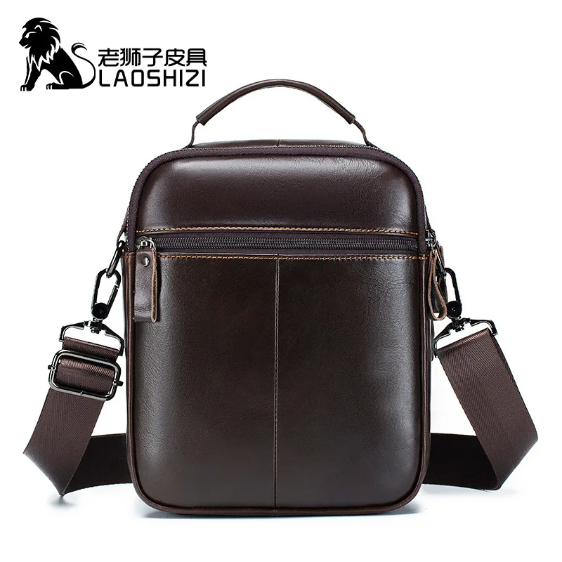 Alternative view of Men Cowhide Luxury Design Messenger Crossbody Bag