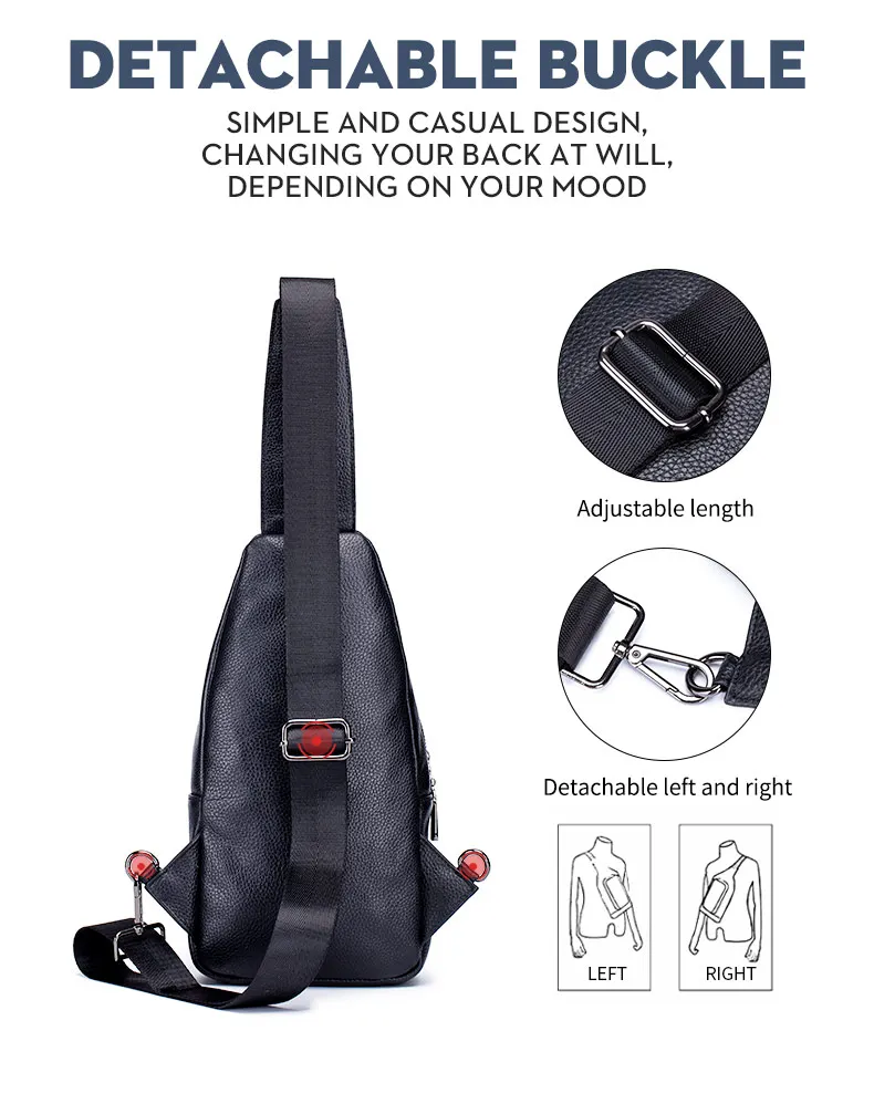 BULLCAPTAIN Men's Leather Chest Bag Multi-Function Travel Storage Bag Men's Messenger Bag Hardware Zipper Leather Bag BULLCAPTAIN Men's Leather Chest Bag Multi-Function Travel Storage Bag Men's Messenger Bag Hardware Zipper Leather Bag