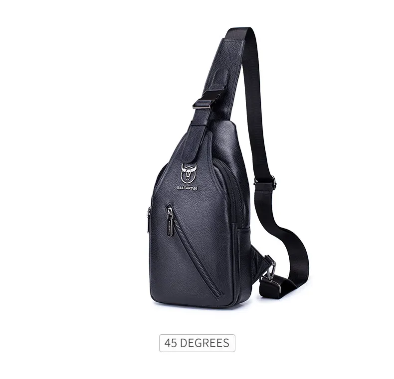 BULLCAPTAIN Men's Leather Chest Bag Multi-Function Travel Storage Bag Men's Messenger Bag Hardware Zipper Leather Bag BULLCAPTAIN Men's Leather Chest Bag Multi-Function Travel Storage Bag Men's Messenger Bag Hardware Zipper Leather Bag