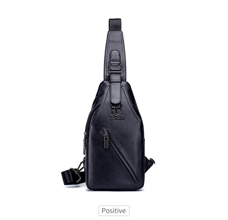 BULLCAPTAIN Men's Leather Chest Bag Multi-Function Travel Storage Bag Men's Messenger Bag Hardware Zipper Leather Bag BULLCAPTAIN Men's Leather Chest Bag Multi-Function Travel Storage Bag Men's Messenger Bag Hardware Zipper Leather Bag