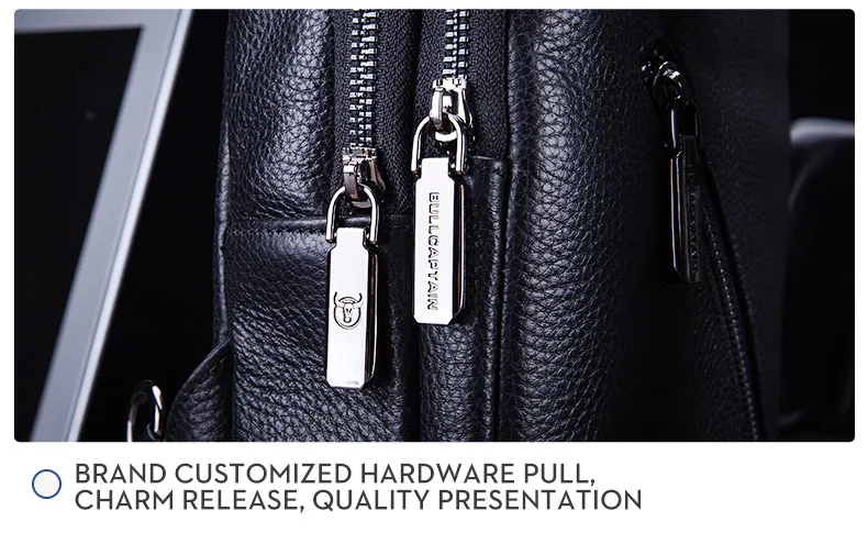 BULLCAPTAIN Men's Leather Chest Bag Multi-Function Travel Storage Bag Men's Messenger Bag Hardware Zipper Leather Bag BULLCAPTAIN Men's Leather Chest Bag Multi-Function Travel Storage Bag Men's Messenger Bag Hardware Zipper Leather Bag