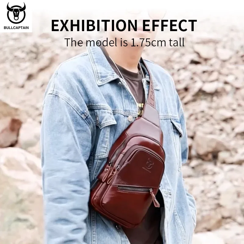Alternative view of Men Latest Leather Chest Bag Large Capacity