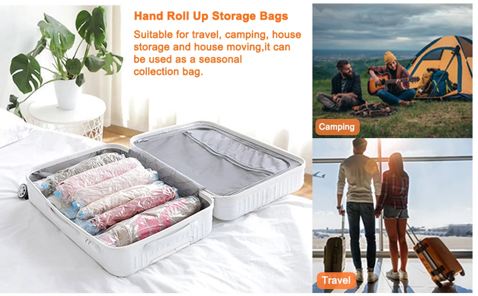 Travel Compression Bags, Roll Up Travel Space Saver Bags for Luggage, Cruise Ship Essentials Cothes