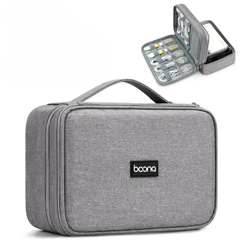 Large Capacity Travel USB Gadget Cable Bag Headphone Storage