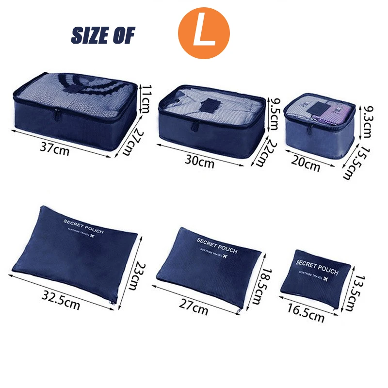 Alternative view of 6-piece large size travel organizer Bag