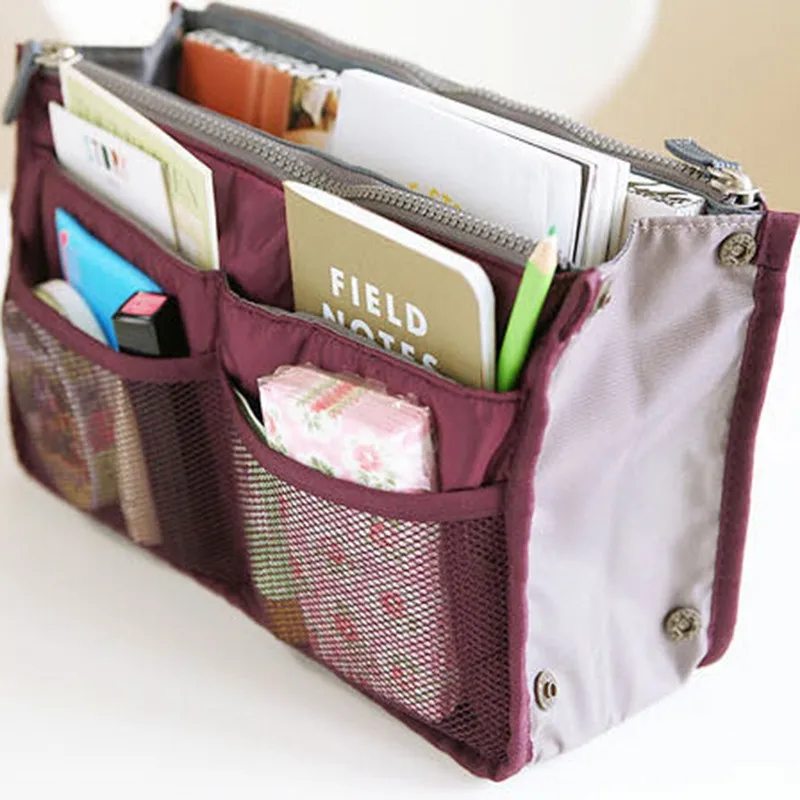 Organizer Insert Bag Women Nylon Travel Insert Organizer Handbag Purse Large Liner Lady Makeup Cosmetic Bag Cheap Female Tote