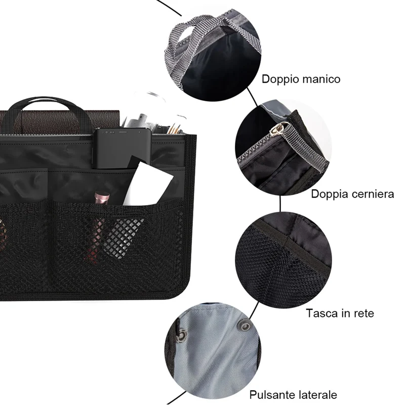Organizer Insert Bag Women Nylon Travel Insert Organizer Handbag Purse Large Liner Lady Makeup Cosmetic Bag Cheap Female Tote