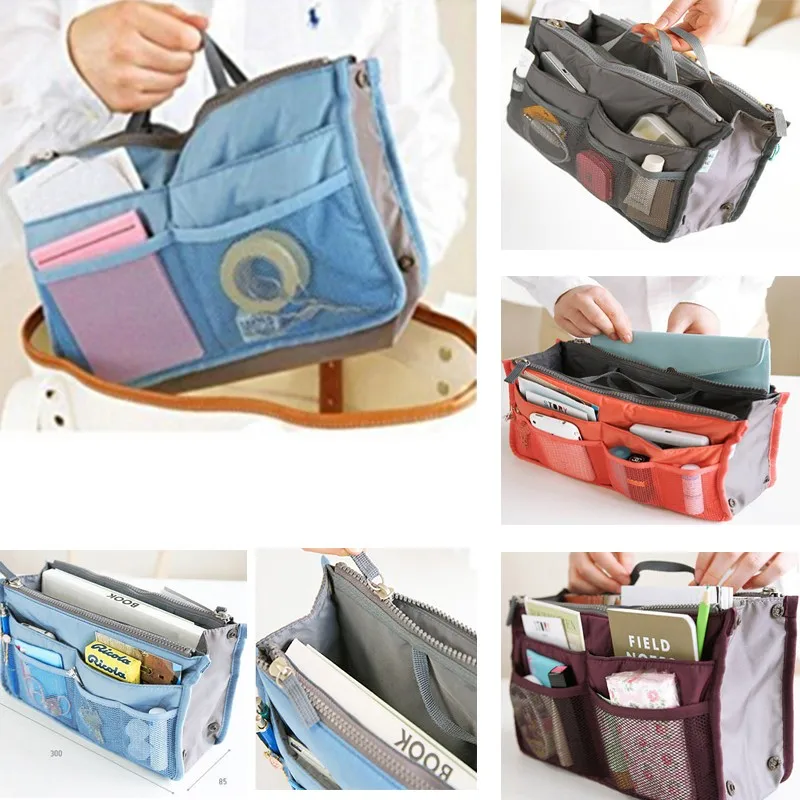 Organizer Insert Bag Women Nylon Travel Insert Organizer Handbag Purse Large Liner Lady Makeup Cosmetic Bag Cheap Female Tote