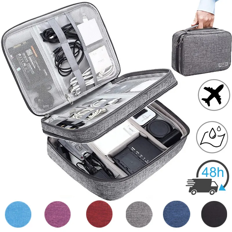 Portable Cable Storage Bag Digital Electronic Organizer