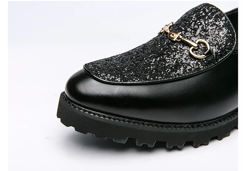 Shiny Leather Shoes for Men Platform Dress Shoes Luxury Slip on Men Loafers Party Designer Wedding Footwear Zapatos Para Hombres