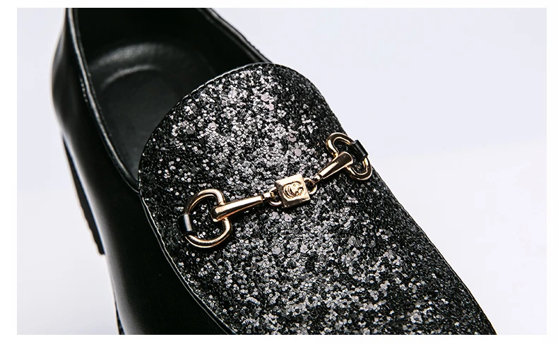 Shiny Leather Shoes for Men Platform Dress Shoes Luxury Slip on Men Loafers Party Designer Wedding Footwear Zapatos Para Hombres