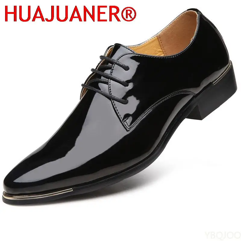 Alternative view of 2023 Newly Men's Quality Patent Leather Shoes White Wedding Shoes Size 38-48 Black Leather Soft Man Dress Shoes