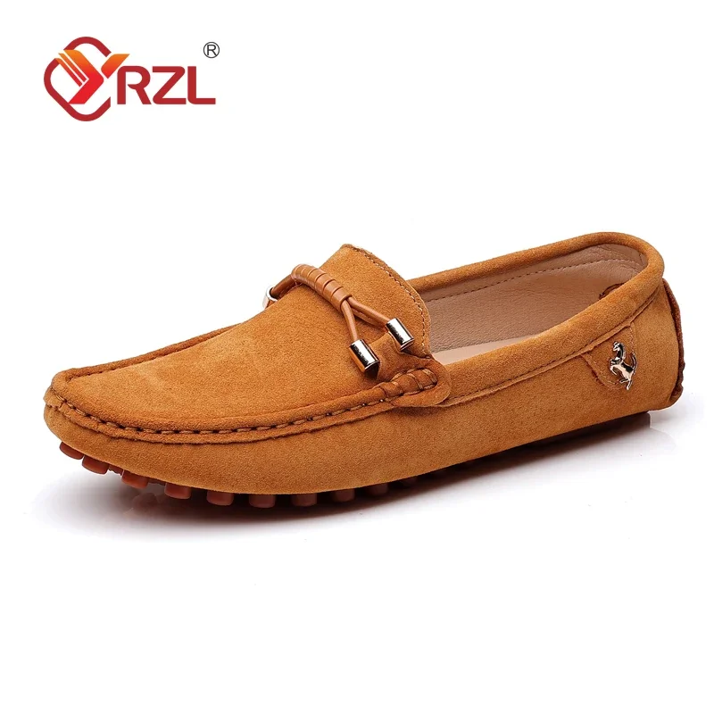 Alternative view of YRZL Loafers Men Big Size 48 Soft Driving Moccasins High Quality Flats Genuine Leather Shoes Men Slip-on Suede Loafers for Men