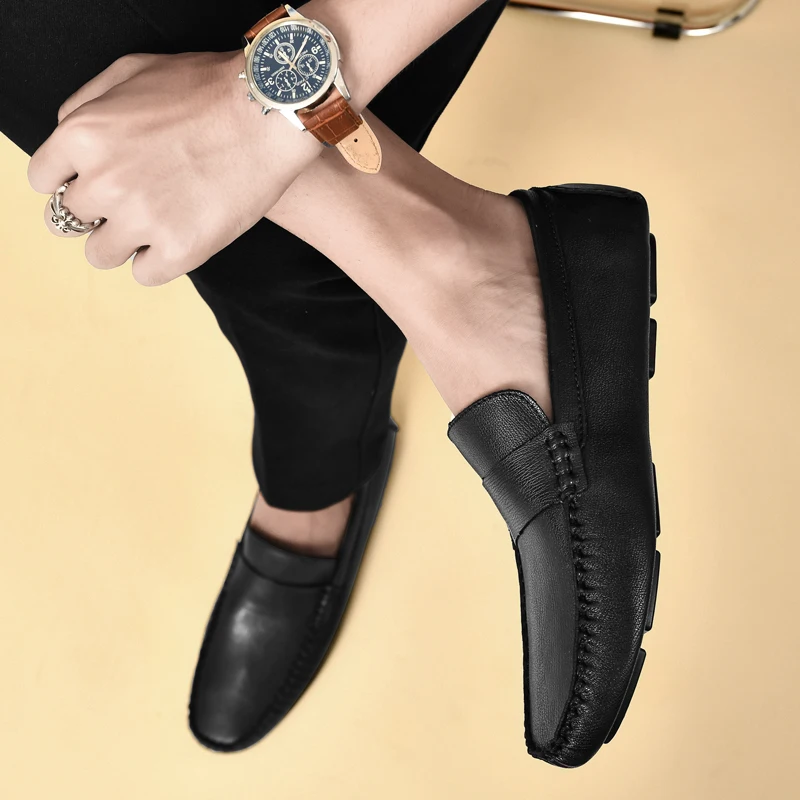 Alternative view of Genuine Leather Men Shoes Luxury Brand High Quality Formal Casual Mens Loafers Moccasins Soft Slip on Boat Shoes Plus Size 36-45