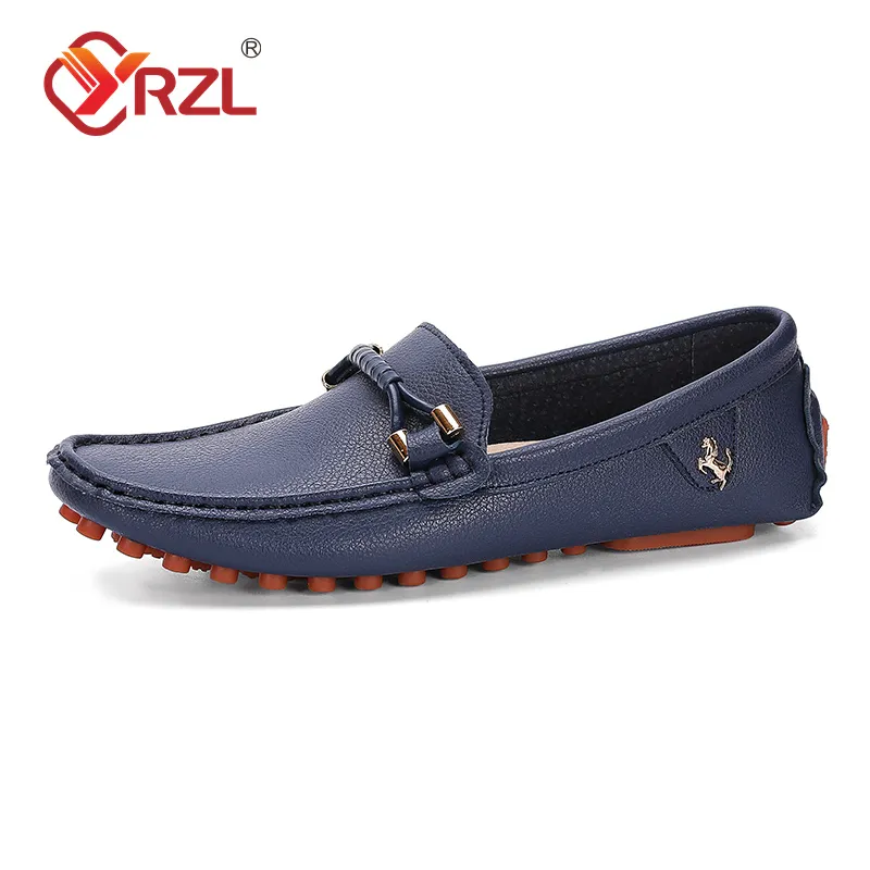 YRZL Loafers Men Handmade Leather Shoes Casual Driving Flats Slip-on Shoes Luxury Comfy Moccasins Shoes for Men Plus Size 37-48