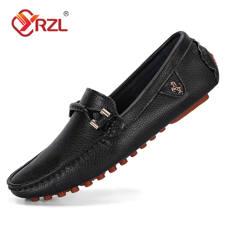 YRZL Loafers Men Handmade Leather Shoes Casual Driving Flats Slip-on Shoes Luxury Comfy Moccasins Shoes for Men Plus Size 37-48