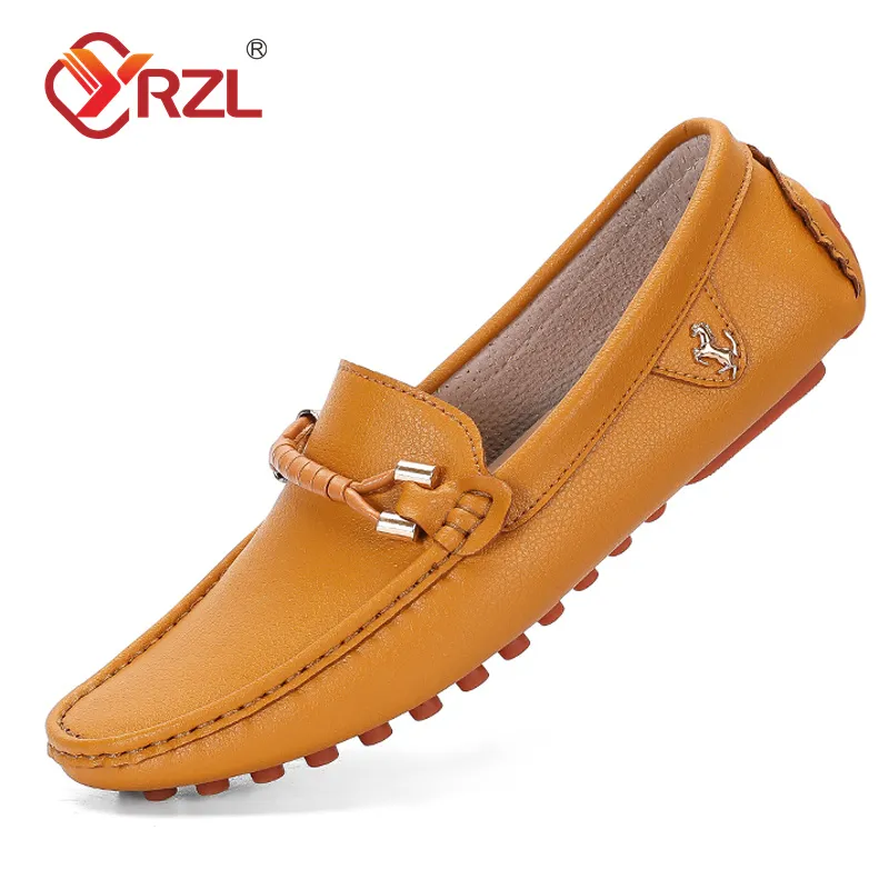 YRZL Loafers Men Handmade Leather Shoes Casual Driving Flats Slip-on Shoes Luxury Comfy Moccasins Shoes for Men Plus Size 37-48