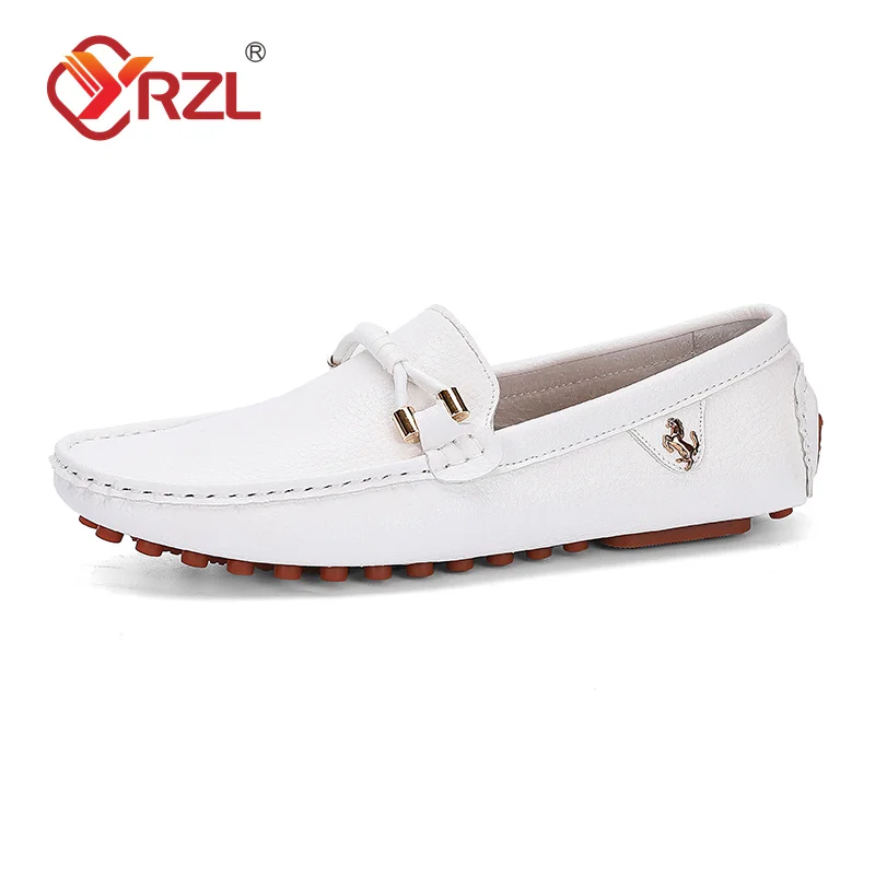 YRZL Loafers Men Handmade Leather Shoes Casual Driving Flats Slip-on Shoes Luxury Comfy Moccasins Shoes for Men Plus Size 37-48