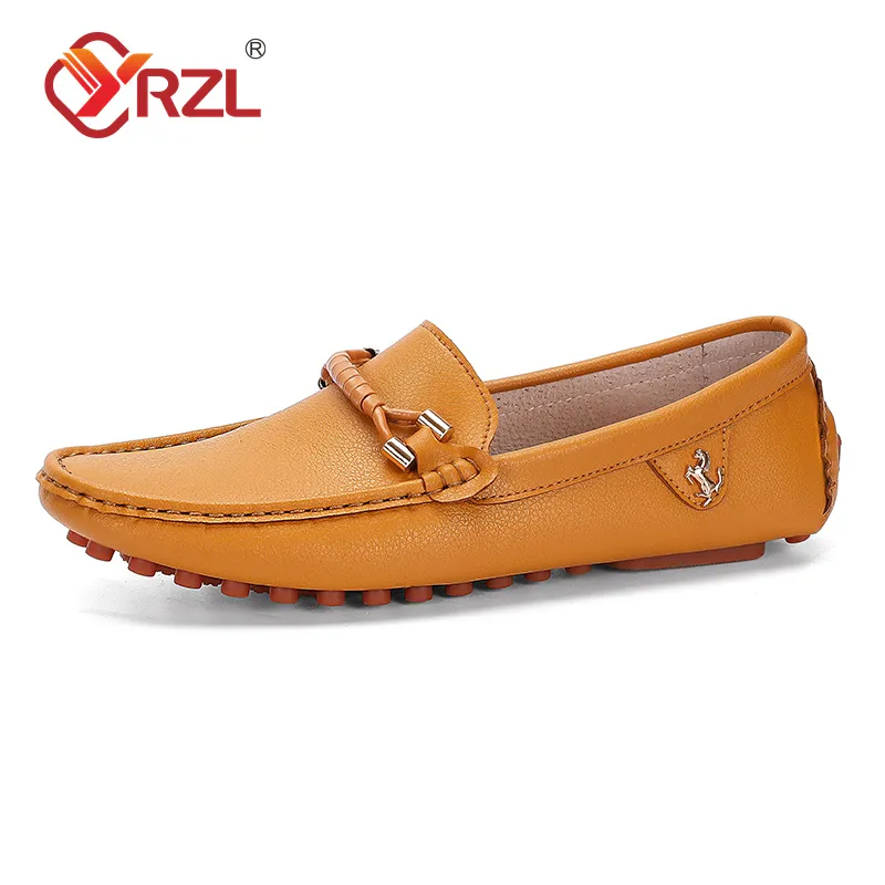 YRZL Loafers Men Handmade Leather Shoes Casual Driving Flats Slip-on Shoes Luxury Comfy Moccasins Shoes for Men Plus Size 37-48