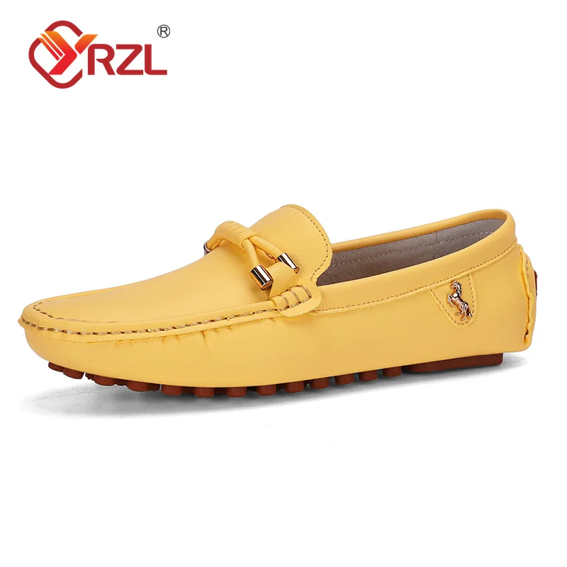 YRZL Loafers Men Handmade Leather Shoes Casual Driving Flats Slip-on Shoes Luxury Comfy Moccasins Shoes for Men Plus Size 37-48