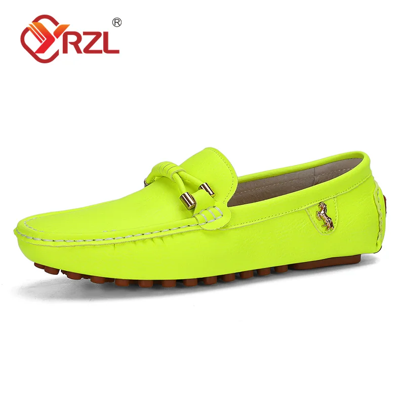 YRZL Loafers Men Handmade Leather Shoes Casual Driving Flats Slip-on Shoes Luxury Comfy Moccasins Shoes for Men Plus Size 37-48