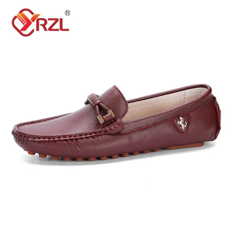 YRZL Loafers Men Handmade Leather Shoes Casual Driving Flats Slip-on Shoes Luxury Comfy Moccasins Shoes for Men Plus Size 37-48