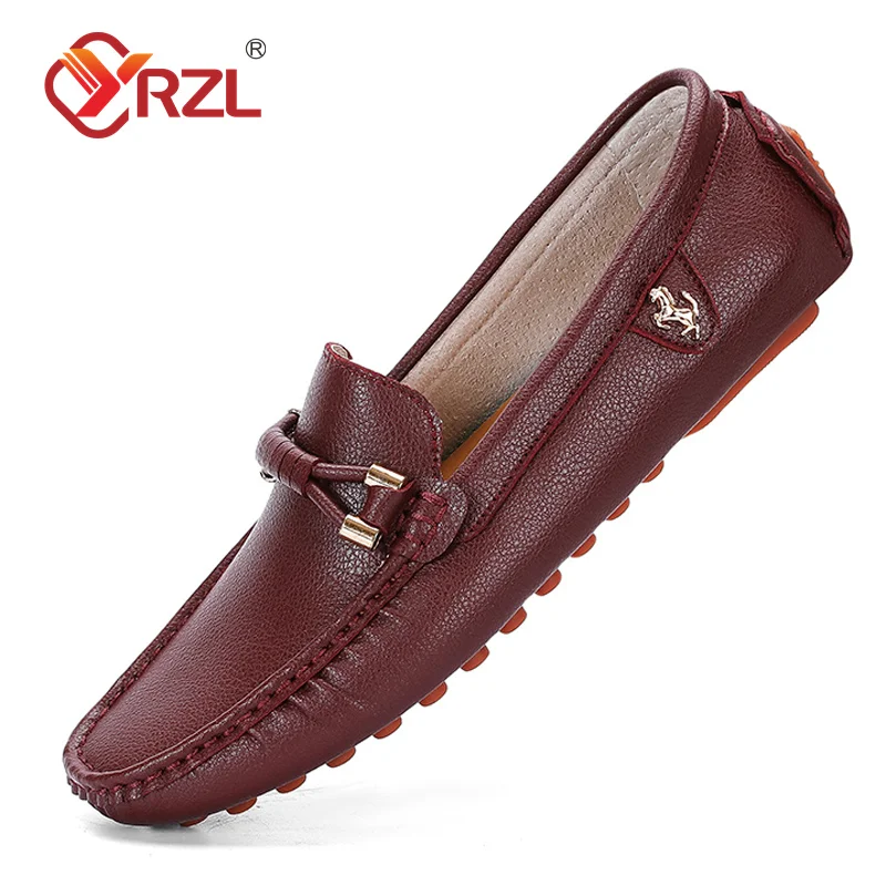 YRZL Loafers Men Handmade Leather Shoes Casual Driving Flats Slip-on Shoes Luxury Comfy Moccasins Shoes for Men Plus Size 37-48