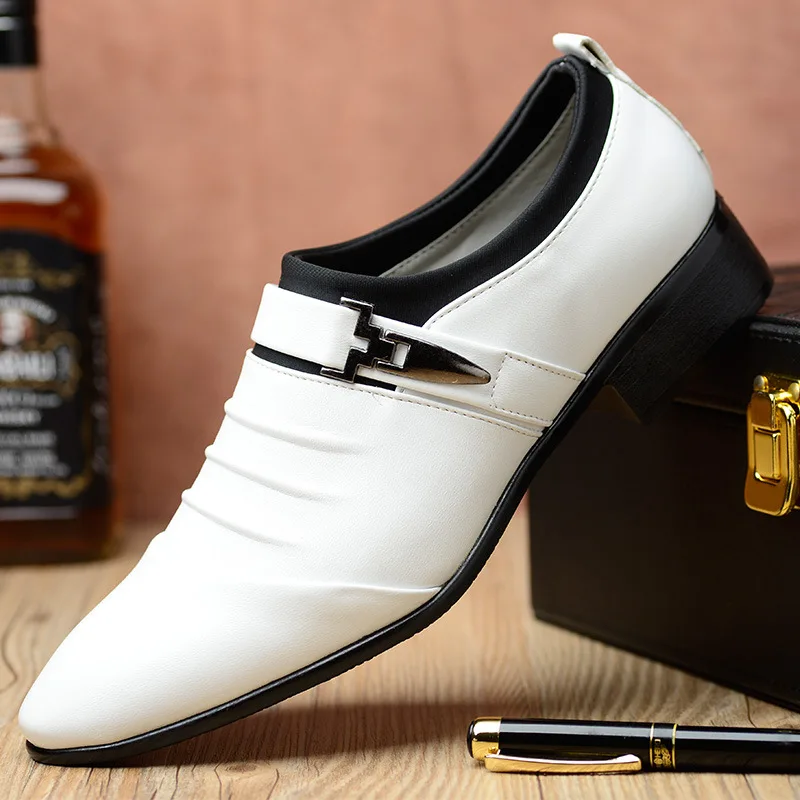 Alternative view of Classic Men Dress Shoes Slip on PU Leather Shoes for Men Plus Size Point Toe Business Casual Men Formal Shoes for Wedding