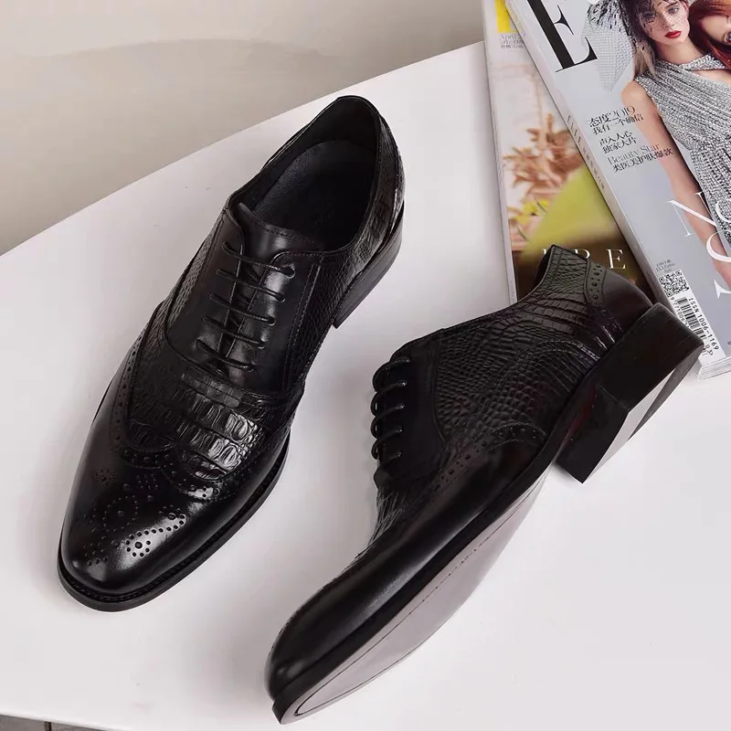 Men casual shoes Brock Oxford retro crocodile leather men formal spring and autumn 2022 new 's for Men casual shoes Brock Oxford retro crocodile leather men formal spring and autumn 2022 new 's for