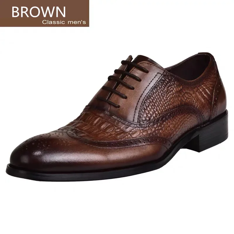 Men casual shoes Brock Oxford retro crocodile leather men formal spring and autumn 2022 new 's for Men casual shoes Brock Oxford retro crocodile leather men formal spring and autumn 2022 new 's for