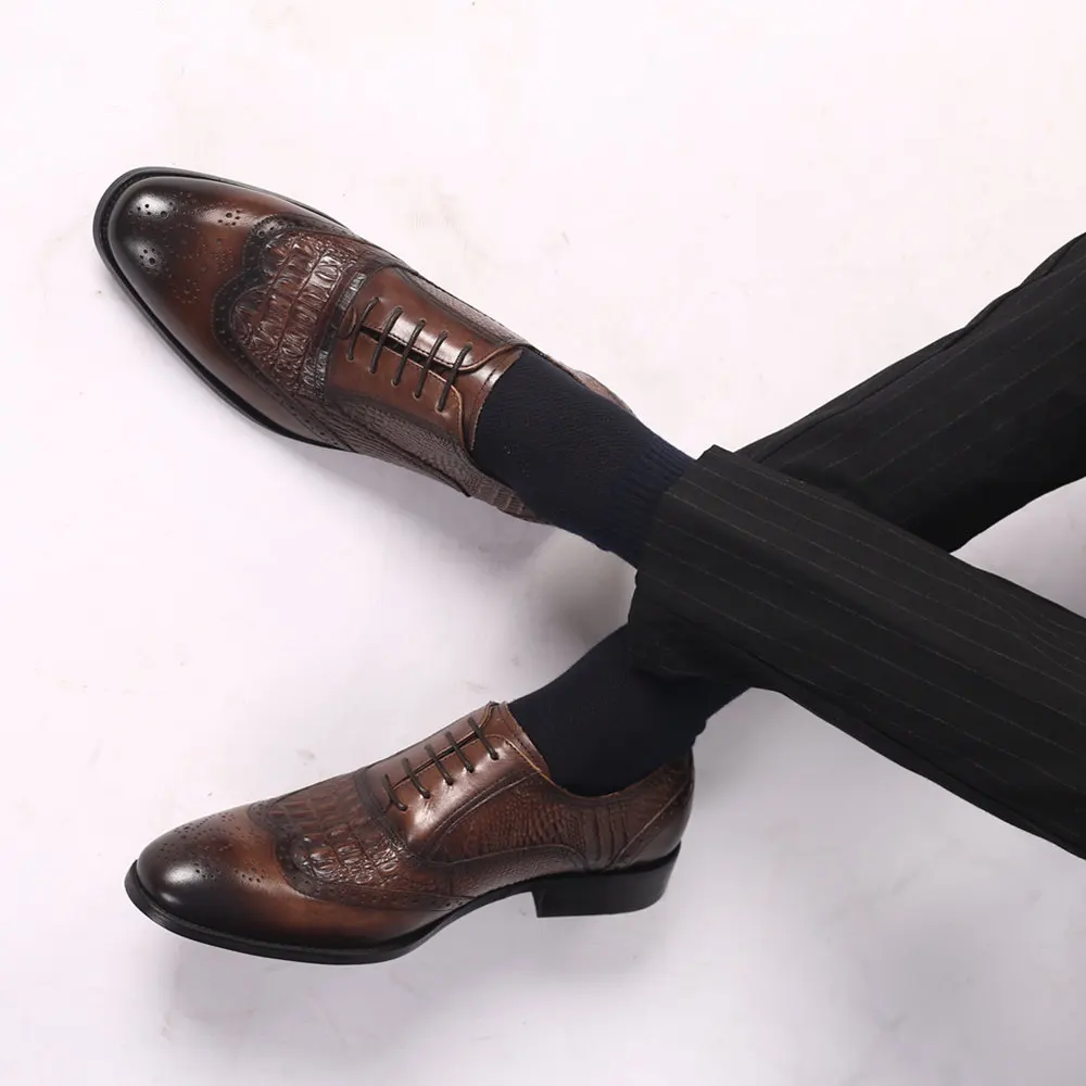 Men casual shoes Brock Oxford retro crocodile leather men formal spring and autumn 2022 new 's for Men casual shoes Brock Oxford retro crocodile leather men formal spring and autumn 2022 new 's for
