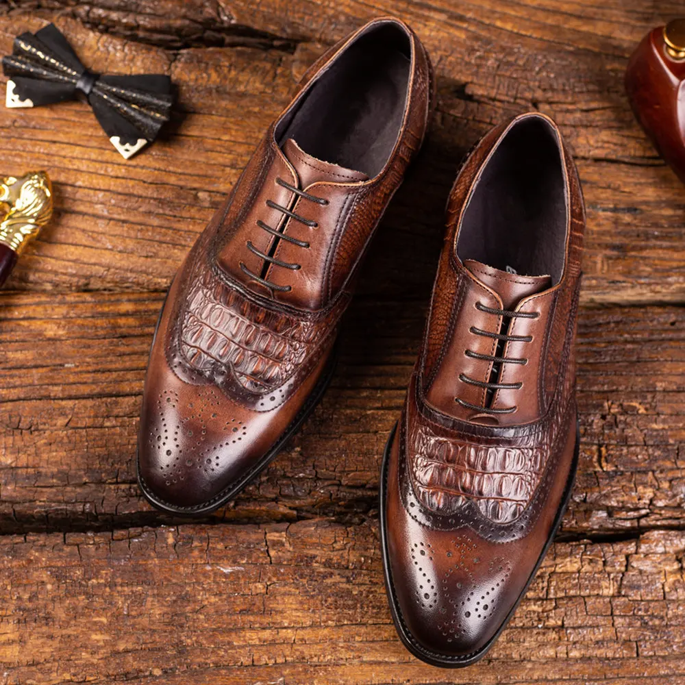 Men casual shoes Brock Oxford retro crocodile leather men formal spring and autumn 2022 new 's for Men casual shoes Brock Oxford retro crocodile leather men formal spring and autumn 2022 new 's for