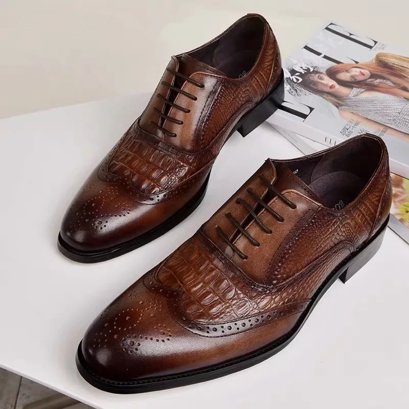Men casual shoes Brock Oxford retro crocodile leather men formal spring and autumn 2022 new 's for Men casual shoes Brock Oxford retro crocodile leather men formal spring and autumn 2022 new 's for