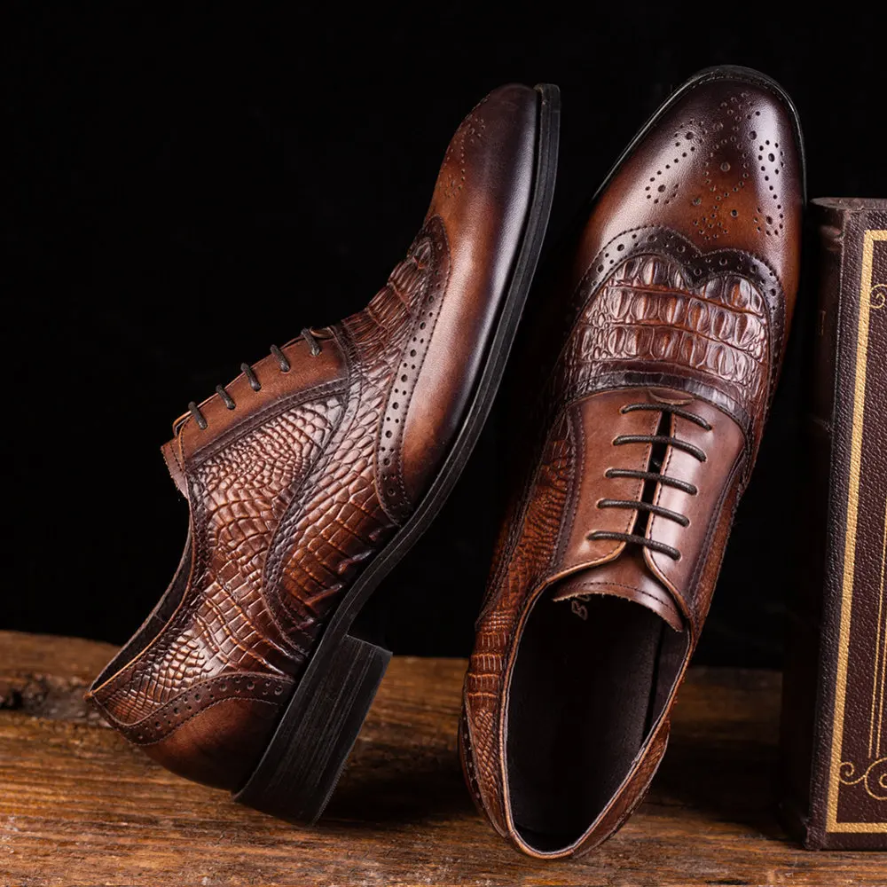 Men casual shoes Brock Oxford retro crocodile leather men formal spring and autumn 2022 new 's for Men casual shoes Brock Oxford retro crocodile leather men formal spring and autumn 2022 new 's for