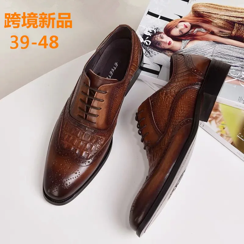 Men casual shoes Brock Oxford retro crocodile leather men formal spring and autumn 2022 new 's for Men casual shoes Brock Oxford retro crocodile leather men formal spring and autumn 2022 new 's for