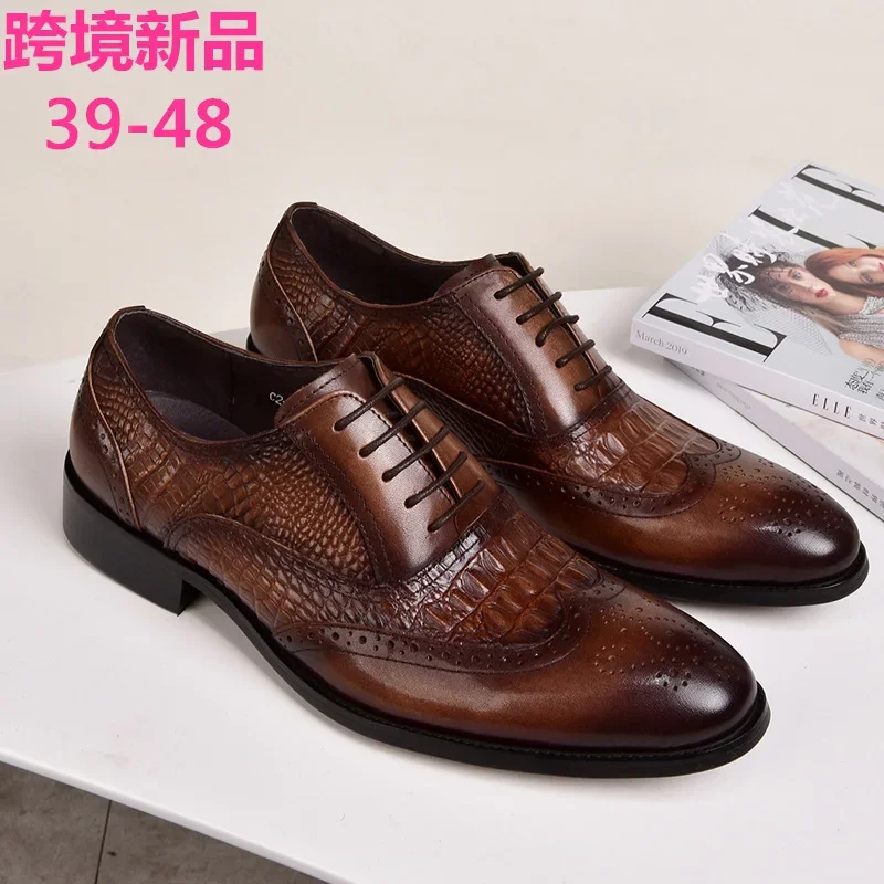 Alternative view of Men casual shoes Brock Oxford retro crocodile leather men formal spring and autumn 2022 new 's for