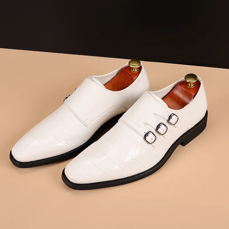 Alternative view of Men's Casual Business Leather Shoes Mens Buckle Square Toe Dress Office Flats Men Fashion Wedding Party Oxfords EU Size 37-48
