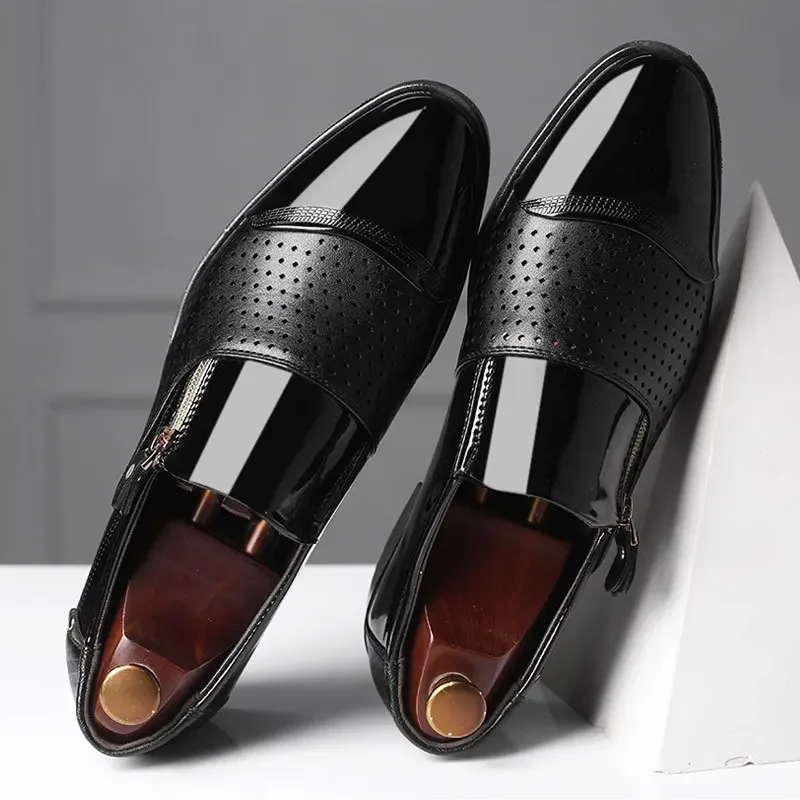 Alternative view of Italian Black Formal Shoes Men Loafers Wedding Dress  Patent Leather Oxford Shoes for Men's Leather