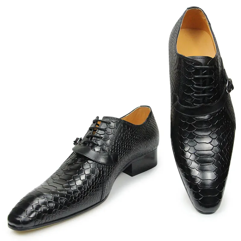Alternative view of Men Dress Shoes Formal Oxfords Serpentine&Metal Buckle Decorate Wedding Wear Elegant Casual Leather  Zapatos De Hombre Best Gift