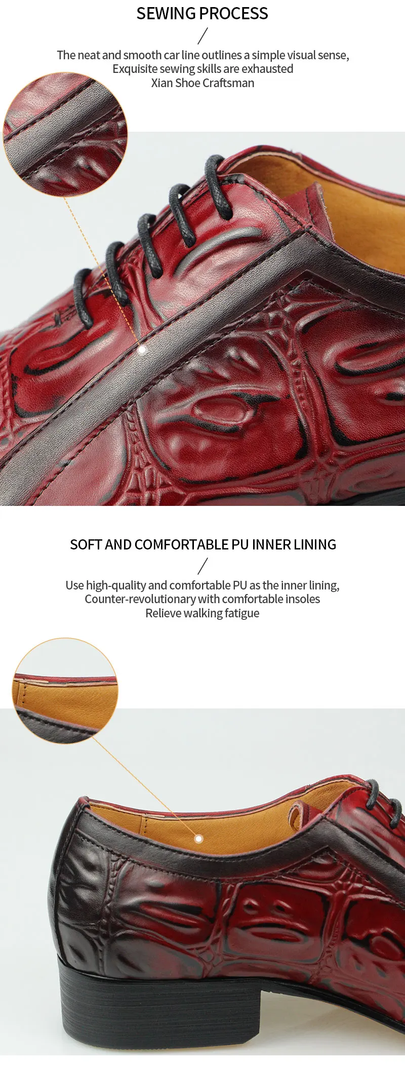 Casual Fashion Men's Dress Shoes Classic Mens Oxfords Formal Business Shoes Modern Derby Oxford Comfortable Crocodile Homme