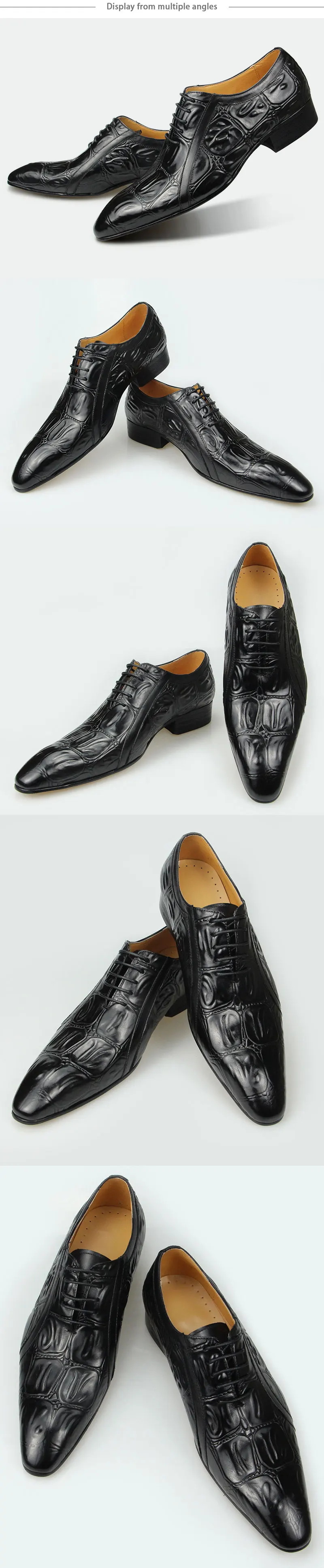 Casual Fashion Men's Dress Shoes Classic Mens Oxfords Formal Business Shoes Modern Derby Oxford Comfortable Crocodile Homme
