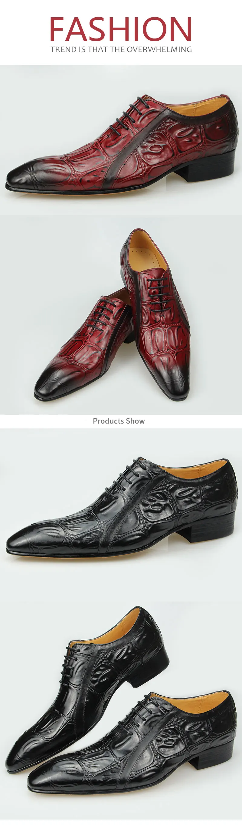 Casual Fashion Men's Dress Shoes Classic Mens Oxfords Formal Business Shoes Modern Derby Oxford Comfortable Crocodile Homme