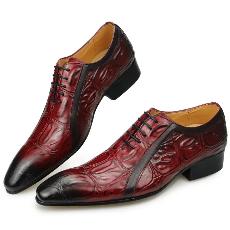 Alternative view of Casual Fashion Men's Dress Shoes Classic Mens Oxfords Formal Business Shoes Modern Derby Oxford Comfortable Crocodile Homme