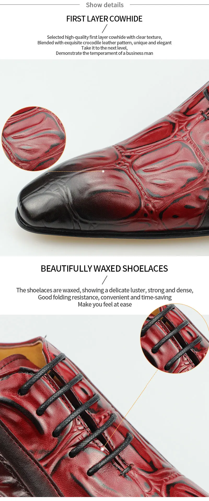 Casual Fashion Men's Dress Shoes Classic Mens Oxfords Formal Business Shoes Modern Derby Oxford Comfortable Crocodile Homme
