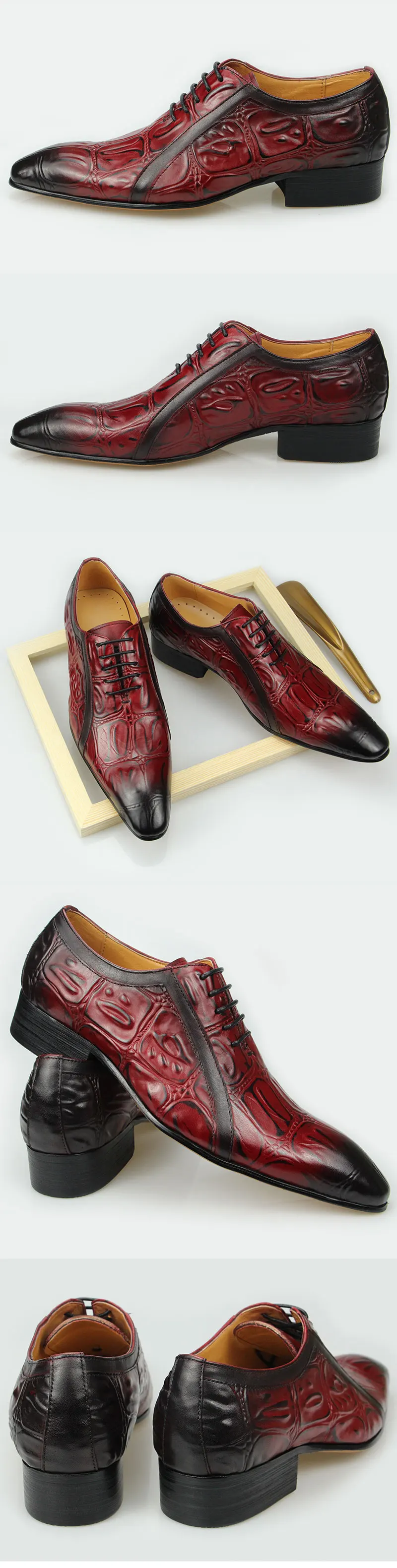 Casual Fashion Men's Dress Shoes Classic Mens Oxfords Formal Business Shoes Modern Derby Oxford Comfortable Crocodile Homme