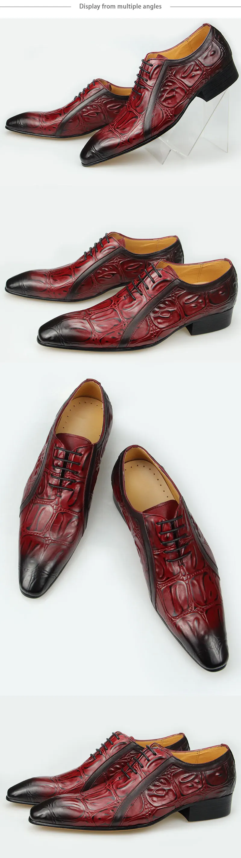 Casual Fashion Men's Dress Shoes Classic Mens Oxfords Formal Business Shoes Modern Derby Oxford Comfortable Crocodile Homme