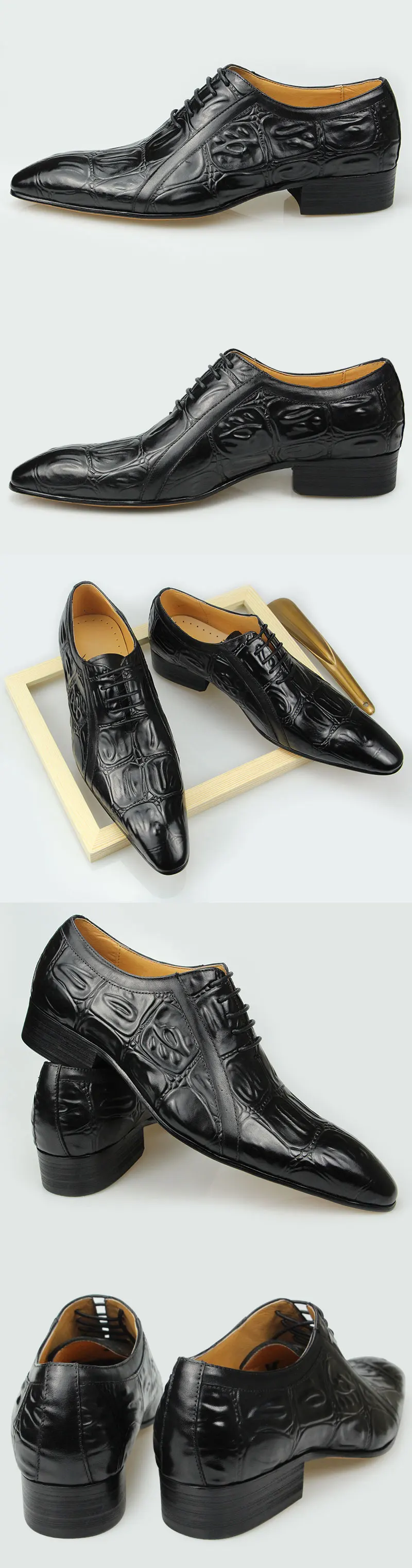 Casual Fashion Men's Dress Shoes Classic Mens Oxfords Formal Business Shoes Modern Derby Oxford Comfortable Crocodile Homme