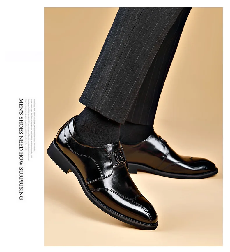 Men Dress Shoes Patent Leather Brogue Shoes for Male Formal Wedding Party Office Shoes Men Oxfords Business Shoes Moccasins Shoe