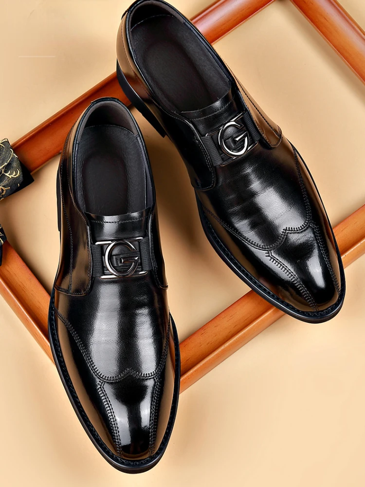 Men Dress Shoes Patent Leather Brogue Shoes for Male Formal Wedding Party Office Shoes Men Oxfords Business Shoes Moccasins Shoe